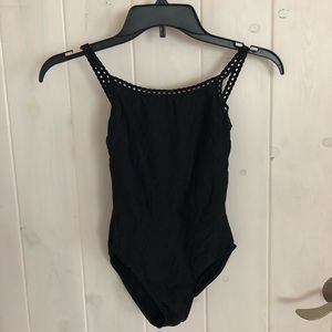 Black leotard with lace straps
